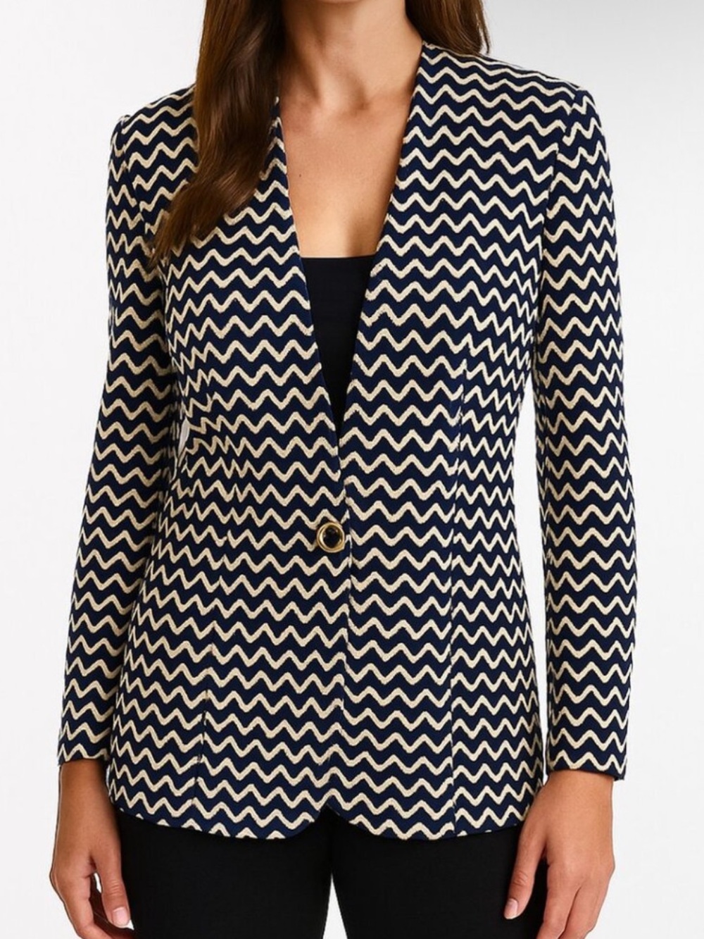 St. John Collection Textured
Chevron Collarless Knit Blazer sz 12